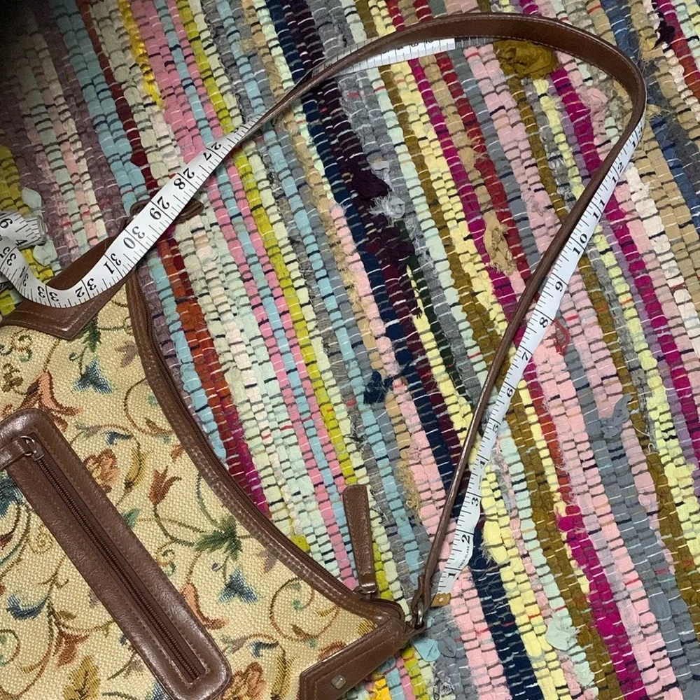 Floral Embroidered Tan and Brown Women's Bag - Picture 7 of 7